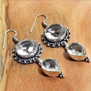 White Topaz  Handmade Drop Dangle Earrings Jewelry 2.2"
